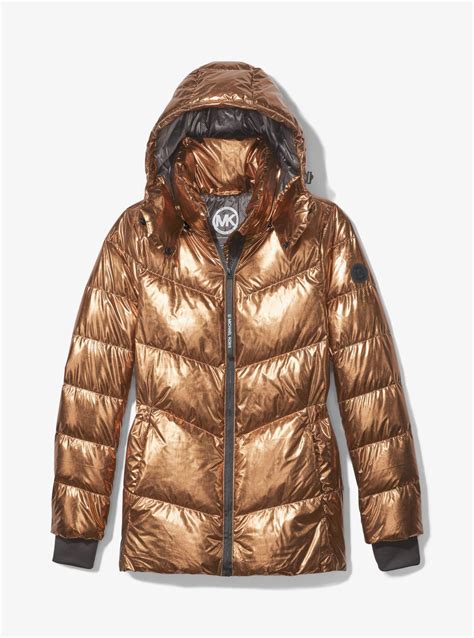 michael kors metallic quilted chevron packable puffer jacket|packable quilted puffer jacket.